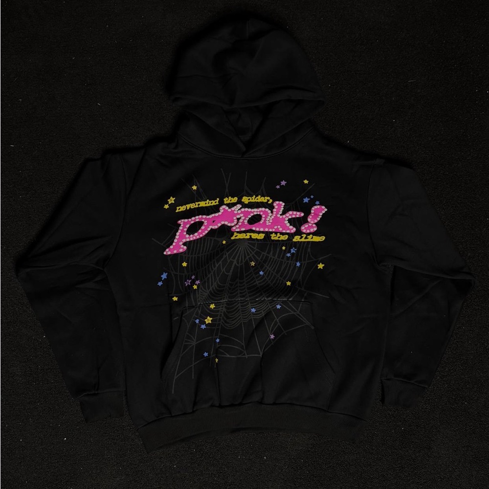 Black Hoodie with Pink Graphic